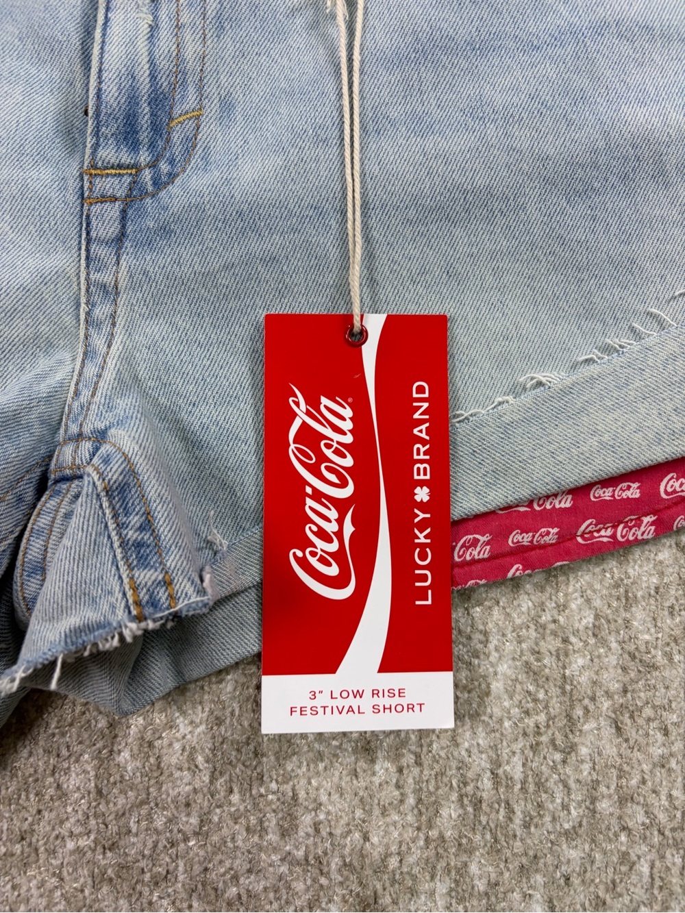 Lucky Brand Coca-Cola Denim Festival Cutoff Shorts Low Rise NWT - Picture 2 of 8